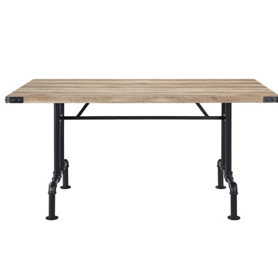 Table rectangulaire avec plateau en chêne et structure en métal stable