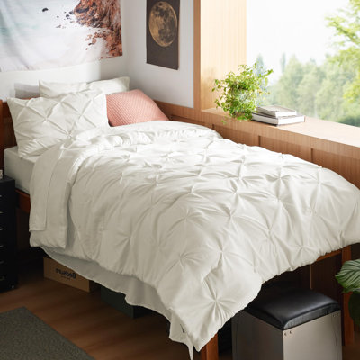 Best Seller Bedsure Queen Pintuck Bed-in-a-Bag- Gray Pinch Pleat Comforter set with sheets and pillowcases and pillowshams-89GSM