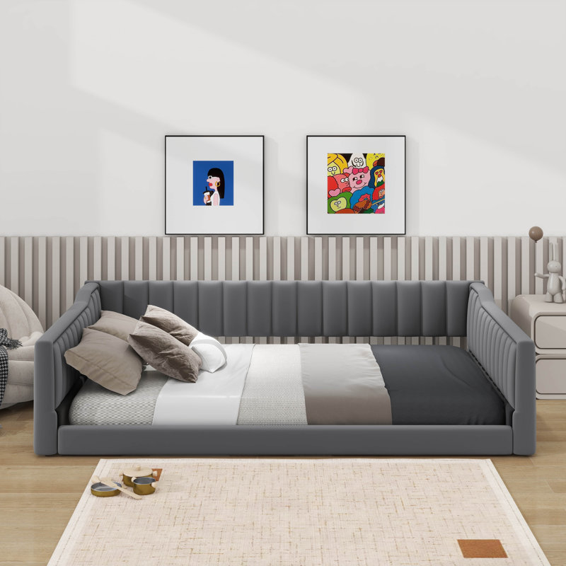 Upholstery Daybed And Side Storage Pocket, Full XL, Gray