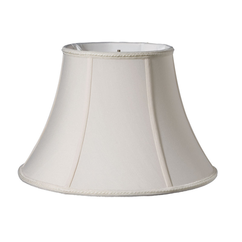 Cream Silk Bell Lampshade with Vertical Piping, 12"
