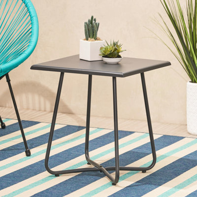 17.56" Square Side Table In Grey, With A Steel Construction And Fresh Style X 18.51"