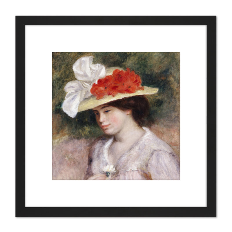 Pierre Auguste Renoir Woman In A Flowered Hat by Pierre-Auguste Renoir - Single Picture Frame Painting