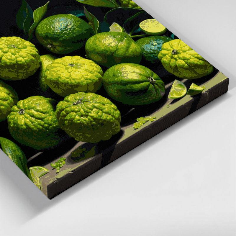 Art mural sur toile vert kafir aux fruits, H 16 po x l 20 po