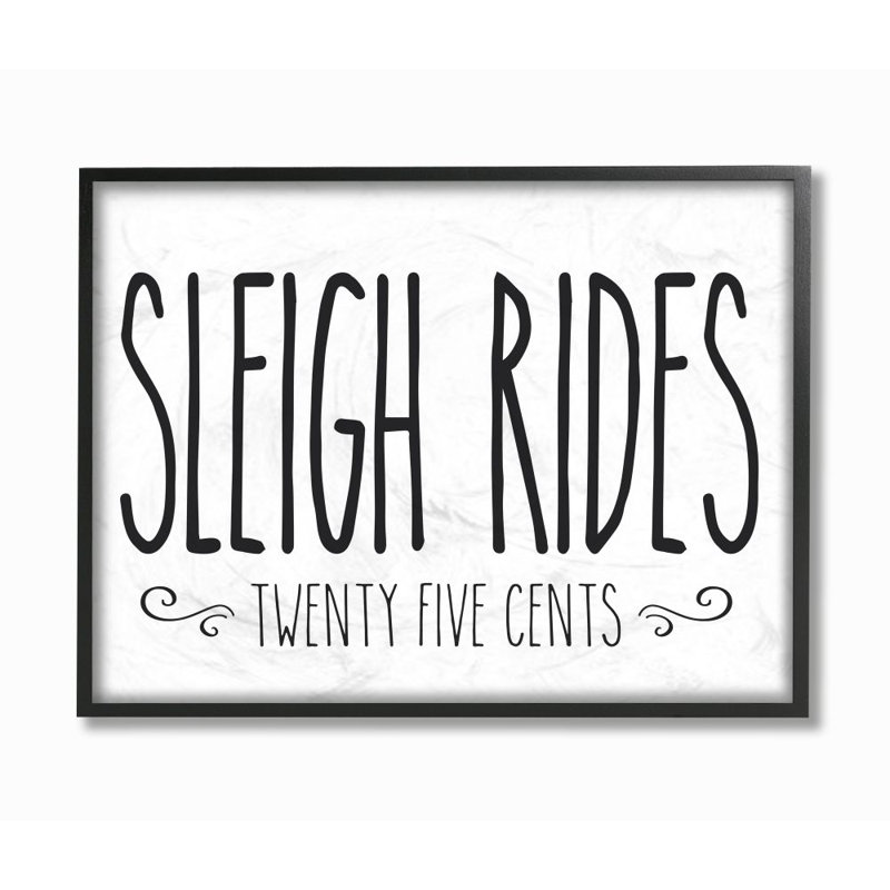 Sleigh Rides - impression d'art textuel, Giclée encadrée noir minuit, H 16 po x l 20 po