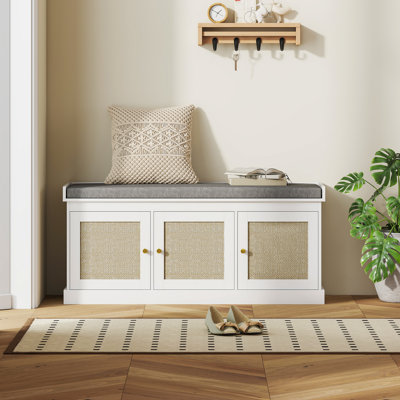 Banc de rangement pour chaussures avec, banc de chaussures avec coussin, tablettes réglables, banc de hall d'entrée,