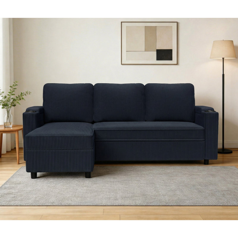 3 Seater Linen Blend Sofa Bed, Black Linen Blend