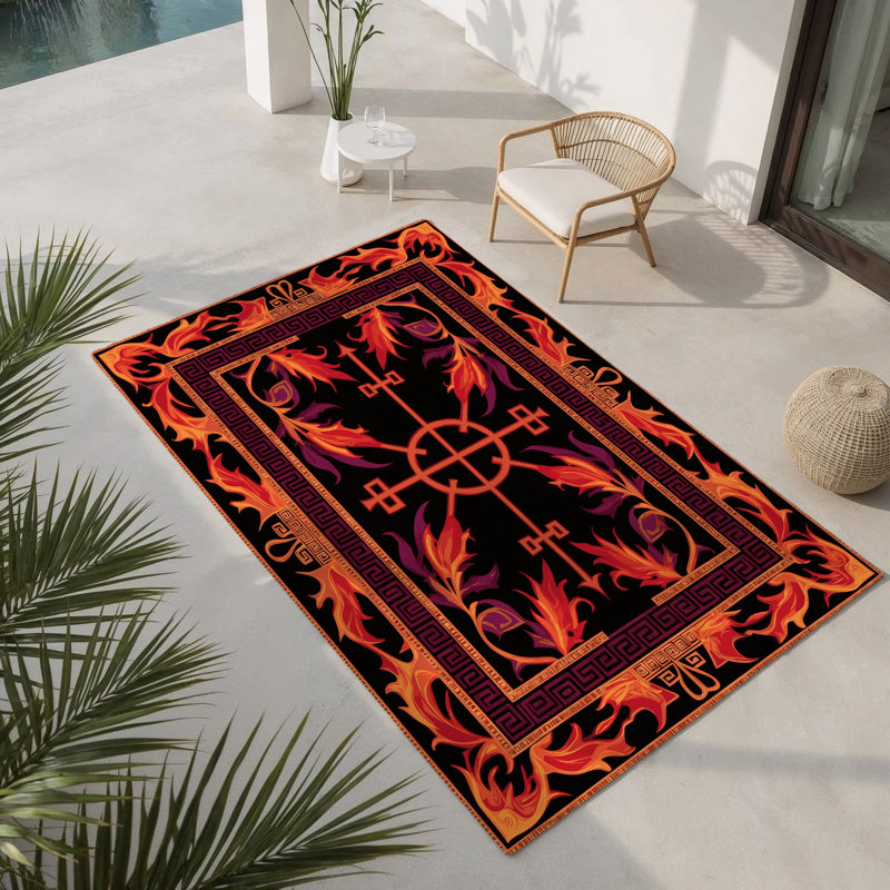 Victorian Halo Indoor And Outdoor Area Rug, Rectangle 5' x 7'