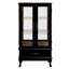 Vitrine lumineuse avec portes vitrées et tablettes réglables Vitrine vitrée 2 portes avec lumières DEL Finition et tiroir noir pour la décoration intérieure et le rangement