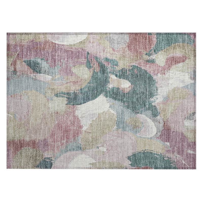 Machine Washable Indoor/Outdoor Xhevrie Mauve Rug, Rectangle 1'8" x 2'6"