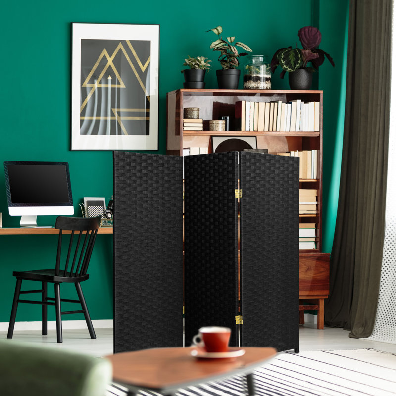 70.75" x 140" 8 Panel Room Divider, 48" H x 48" W x 1" D, 3, Black
