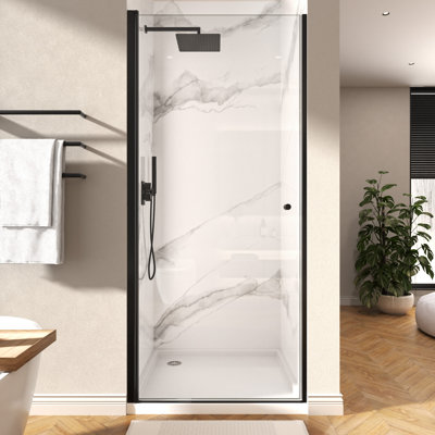 Mortix 30 In.W × 72 In.H Pivot Swing Shower Door With 1/4" Clear Tempered Glass Shower Panel and Magnetic Seal & Leak-Proof Design ARO-PT01MB3072