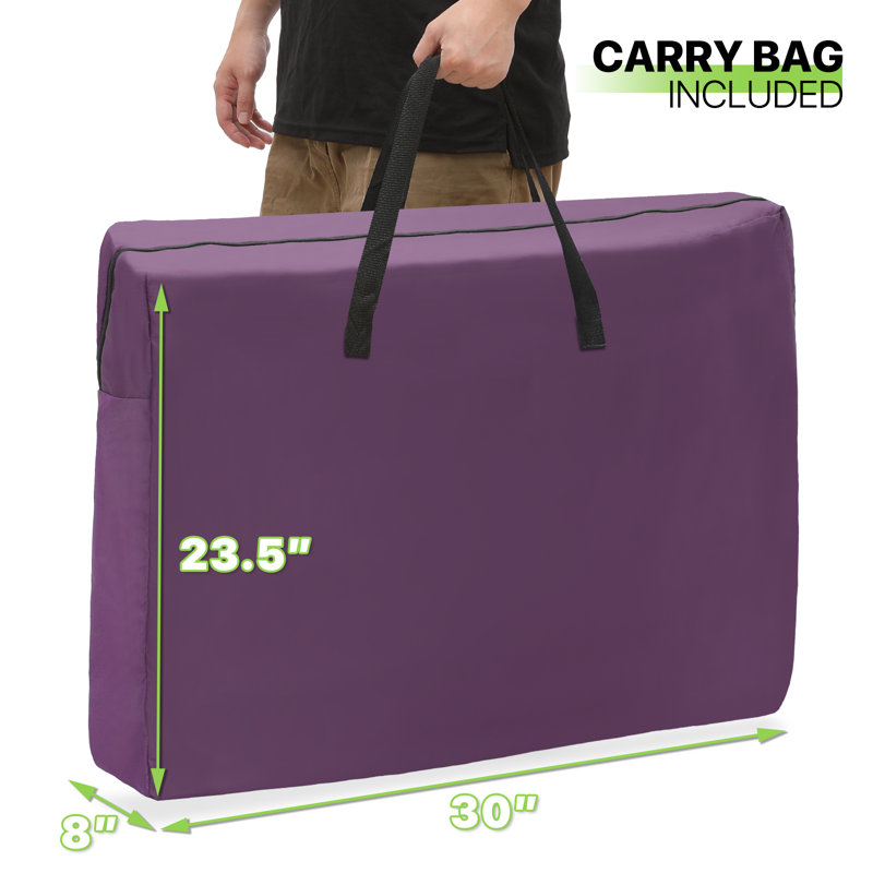 Purple Adjustable Folding Camping Cot with Pillow and Carry Bag