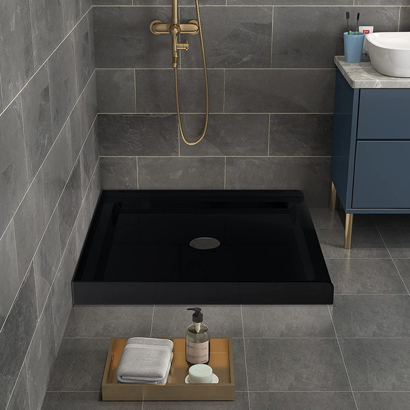 35.5'' W 35.5'' D Square Shower Base, Black