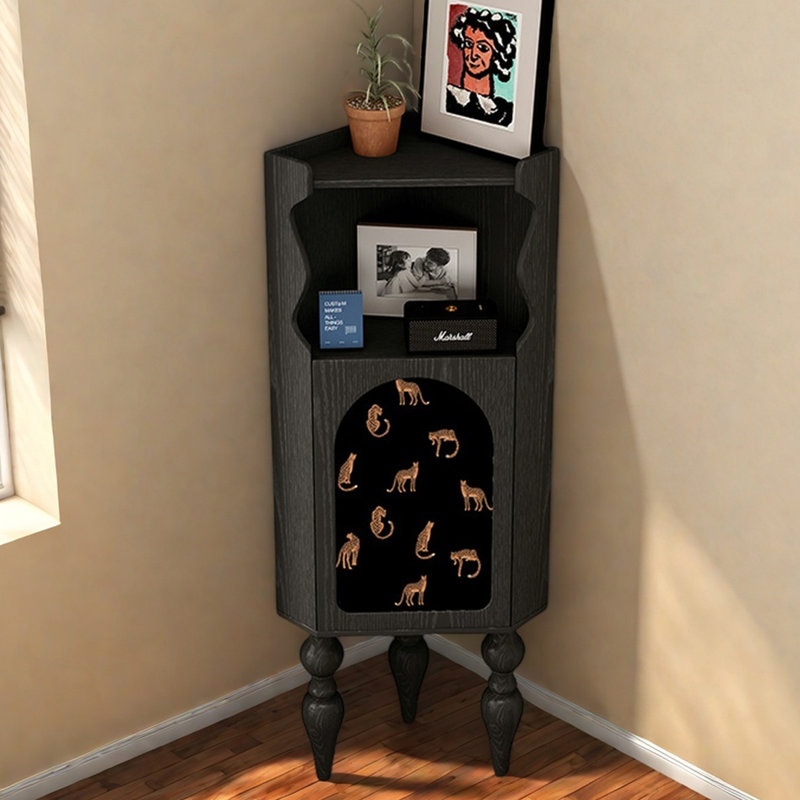 Modern multi-functional corner bookcase, Black