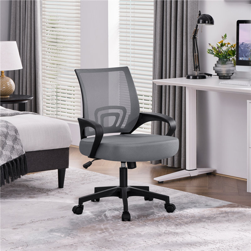  Mesh Desk Chair, Dark Grey, Black