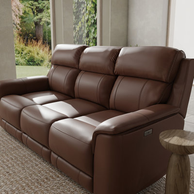 Dual Power Reclining Sofa In Pecan