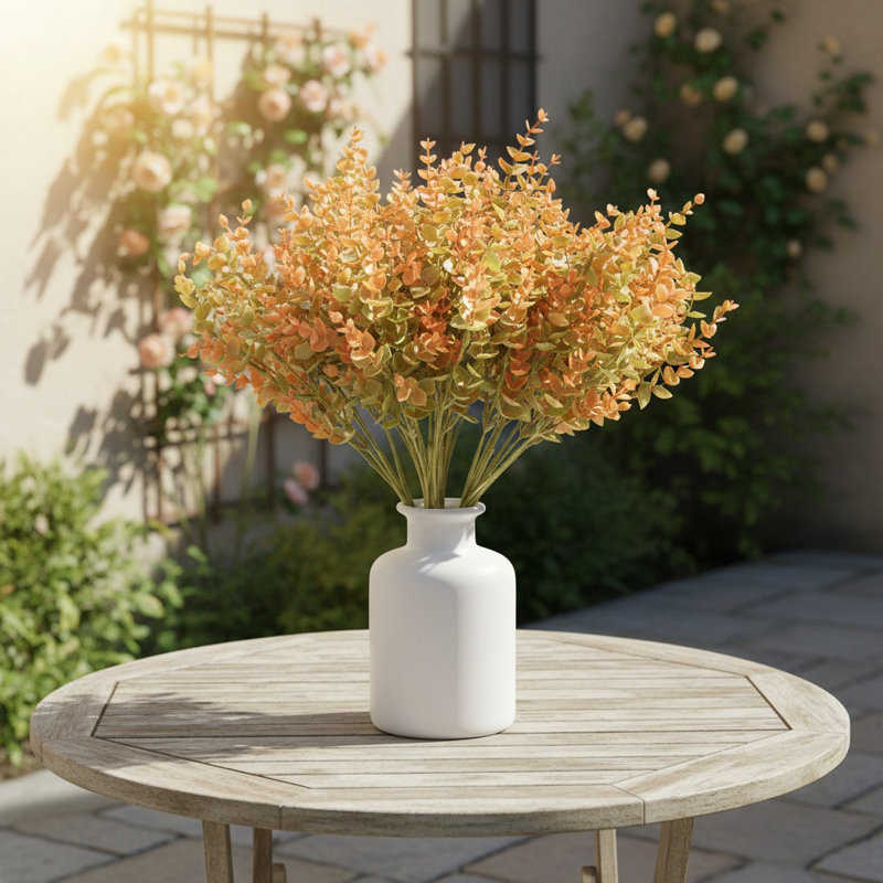 Ensemble de 6 plantes d'eucalyptus artificiel d'automne, 7 fourchettes, faux bouquet d'eucalyptus, décoration florale, A3, A3