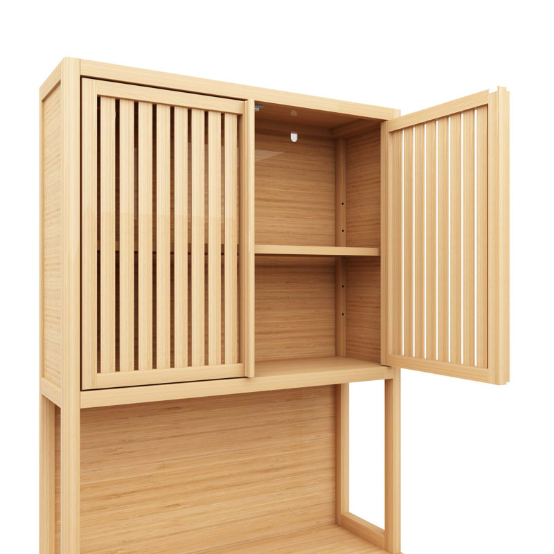 Armoire de rangement à double porte en bambou à double porte