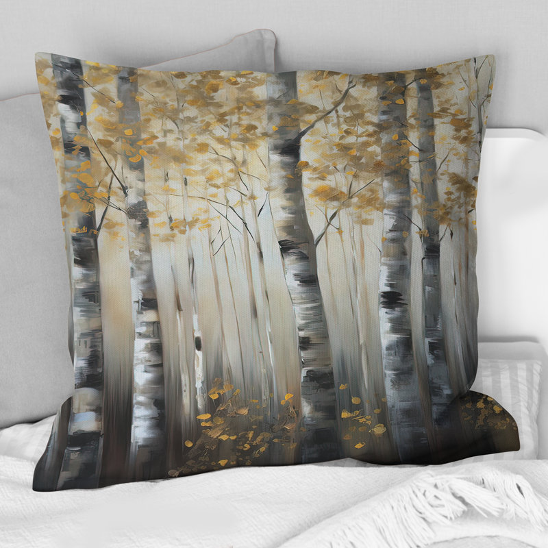 Birch Tree Forest Wonderland V - Tree Printed Throw Pillow