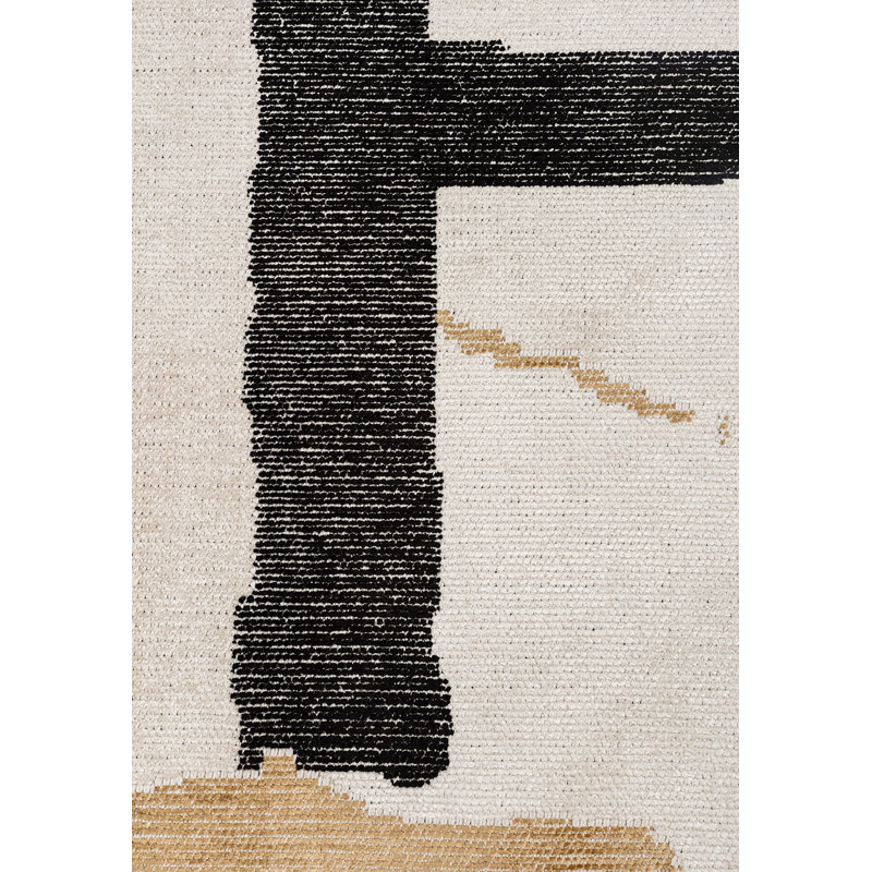 Rapture Abstract Area Rug in Black, Rectangle 6'7" x 8'3"