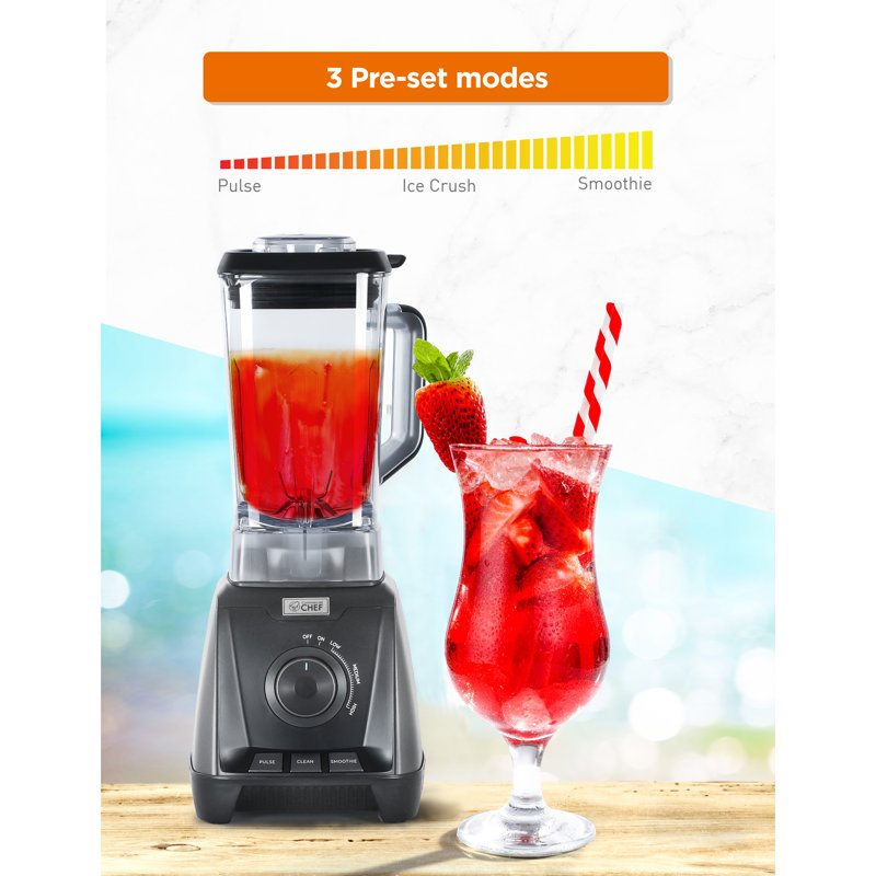 CHB Series Commercial Chef 1200 Watt High Power Blender, 50.7 Oz , Black