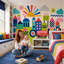 Papier peint géométrique pour enfants-356058820-356058821
