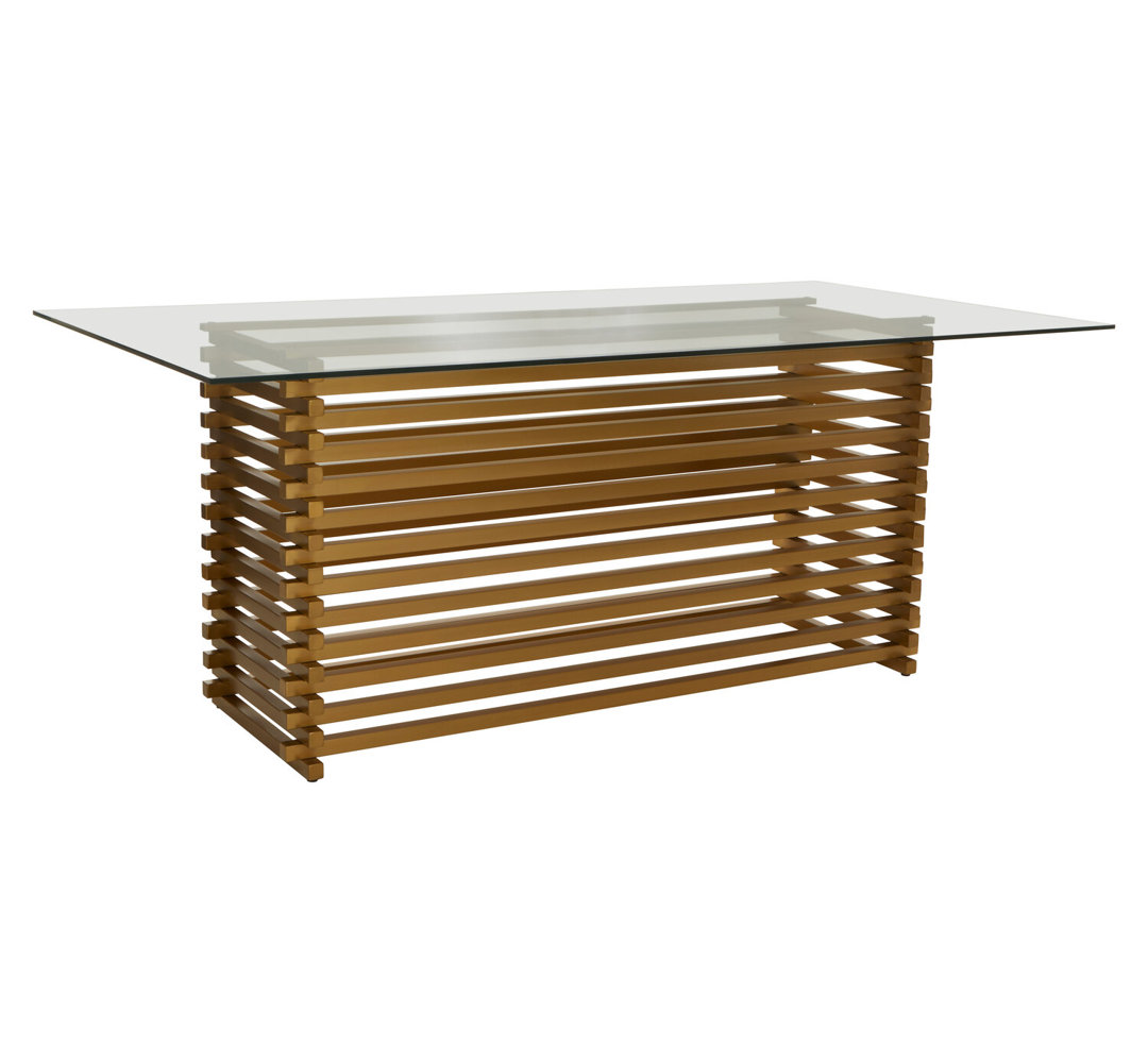 Glass Top Metal Base Dining Table