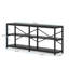 Console très longue de 70,9 po avec tablettes de rangement, canapé industriel à 3 niveaux derrière le canapé, table d'entrée moderne avec structure en métal et conception à dossier en X pour le salon, le couloir, la bibliothèque noire-481160545-481160546