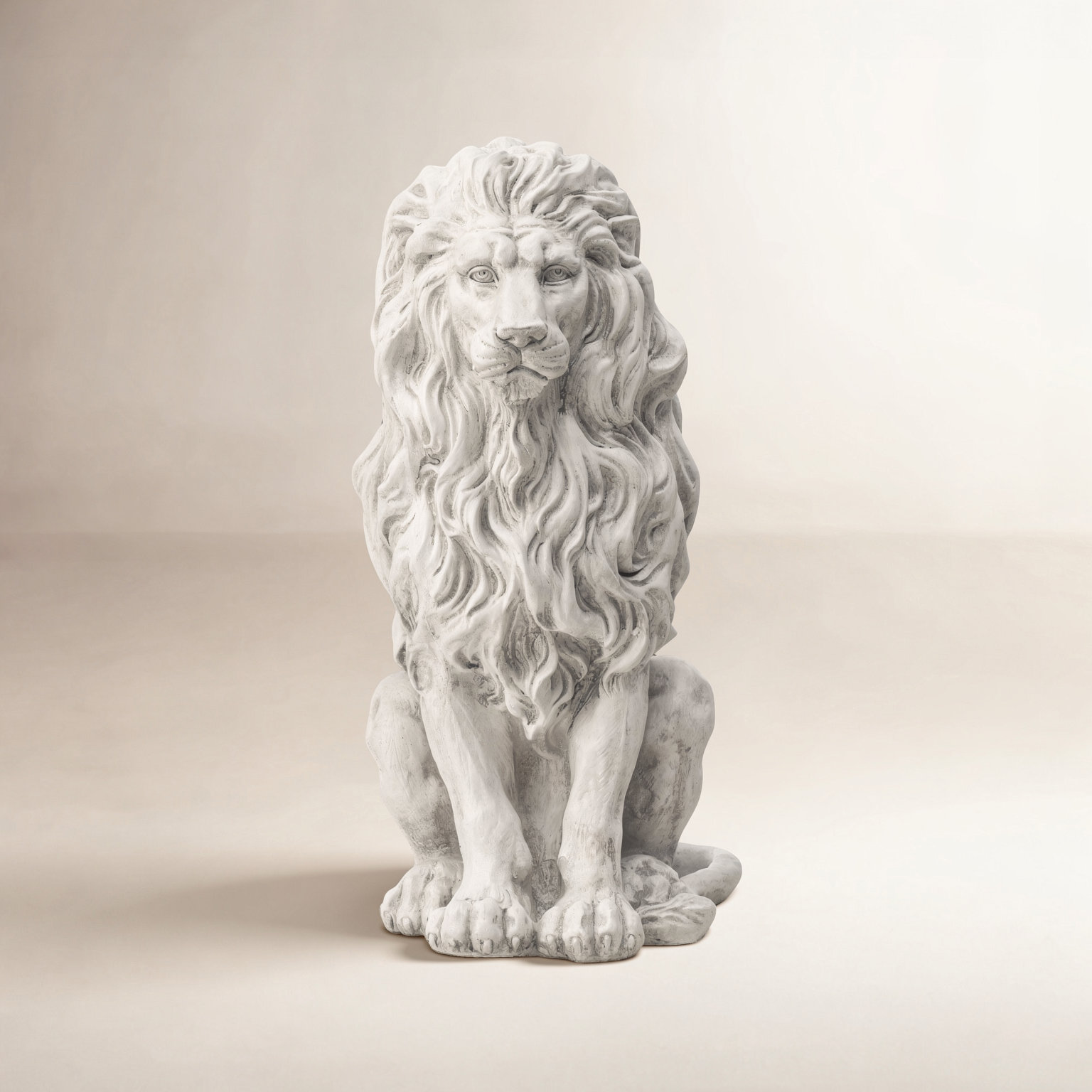 Irizarry Weather-Resistant Lion Garden Statue, White, 27.75" H x 16.25" W x 11.5" D, 1