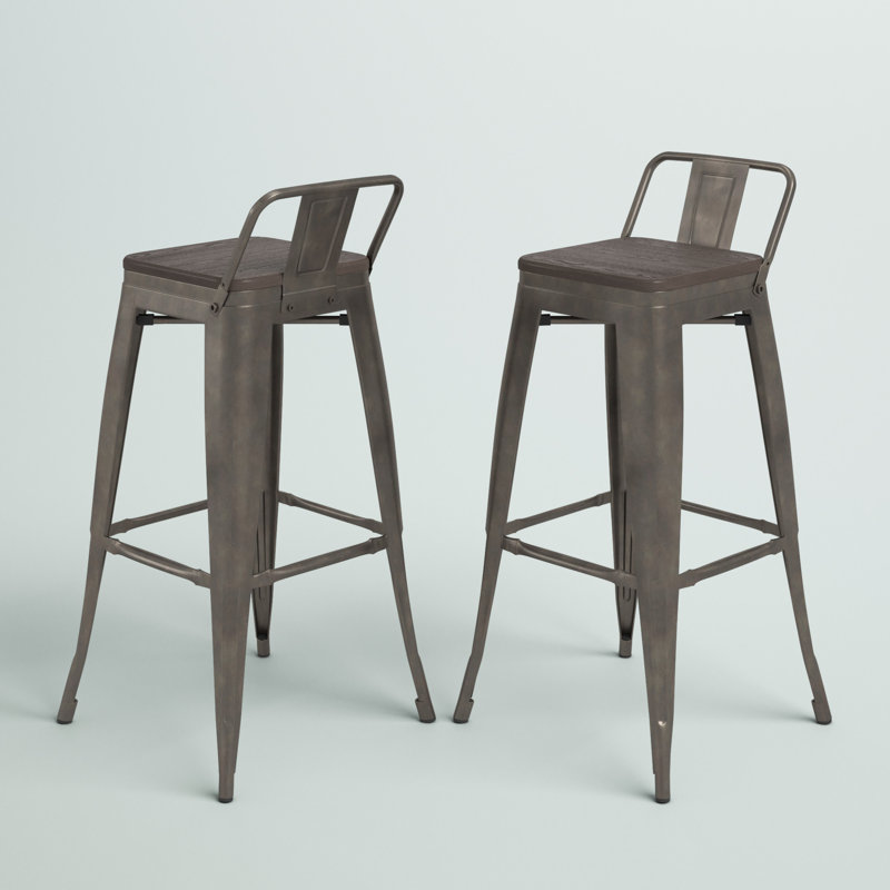 Antique Espresso 35.7" Steel and Bamboo Bar Stool