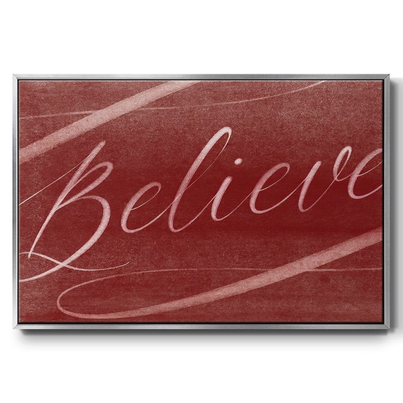 Toile tendue avec châssis Believe, H 17 po x l 25 po x P 1,5 po, Encadrement argenté