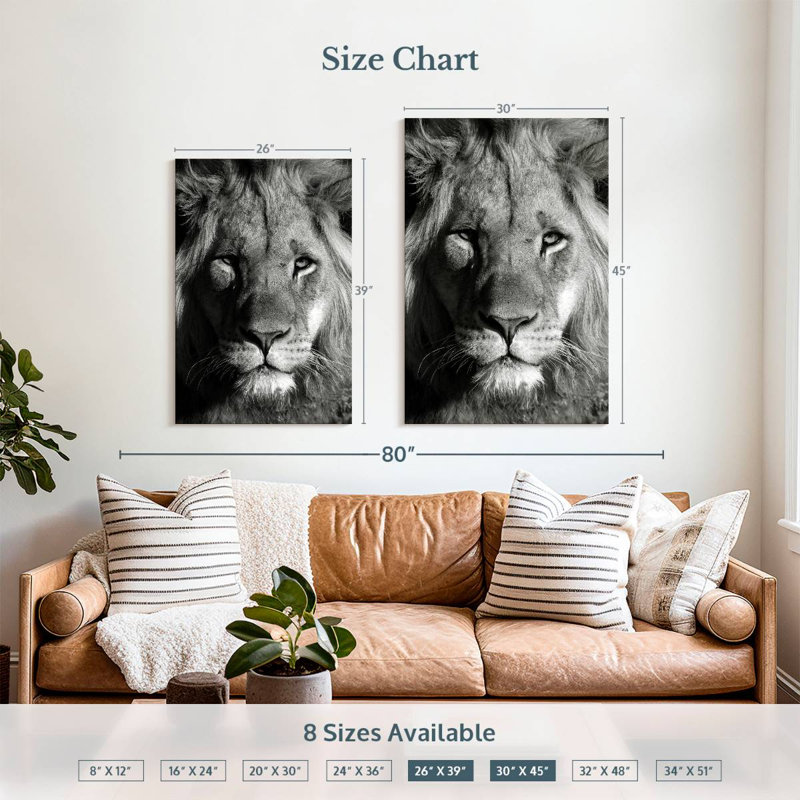 Tête de lion monochromatique Brampt, H 39 po x l 26 po