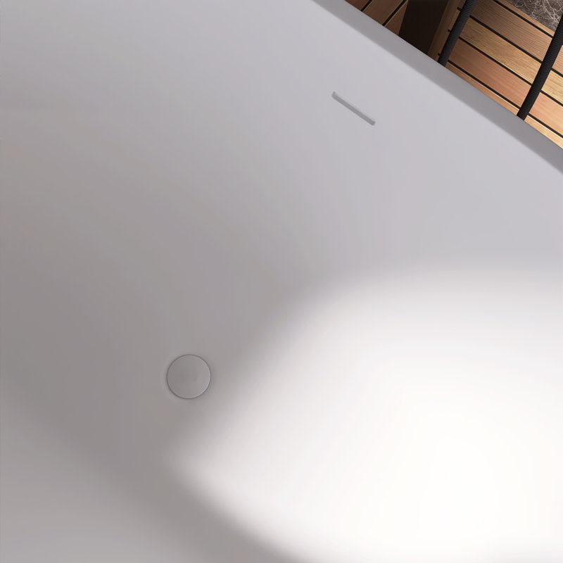 65“ Freestanding Soaking Solid Surface Bathtub, White