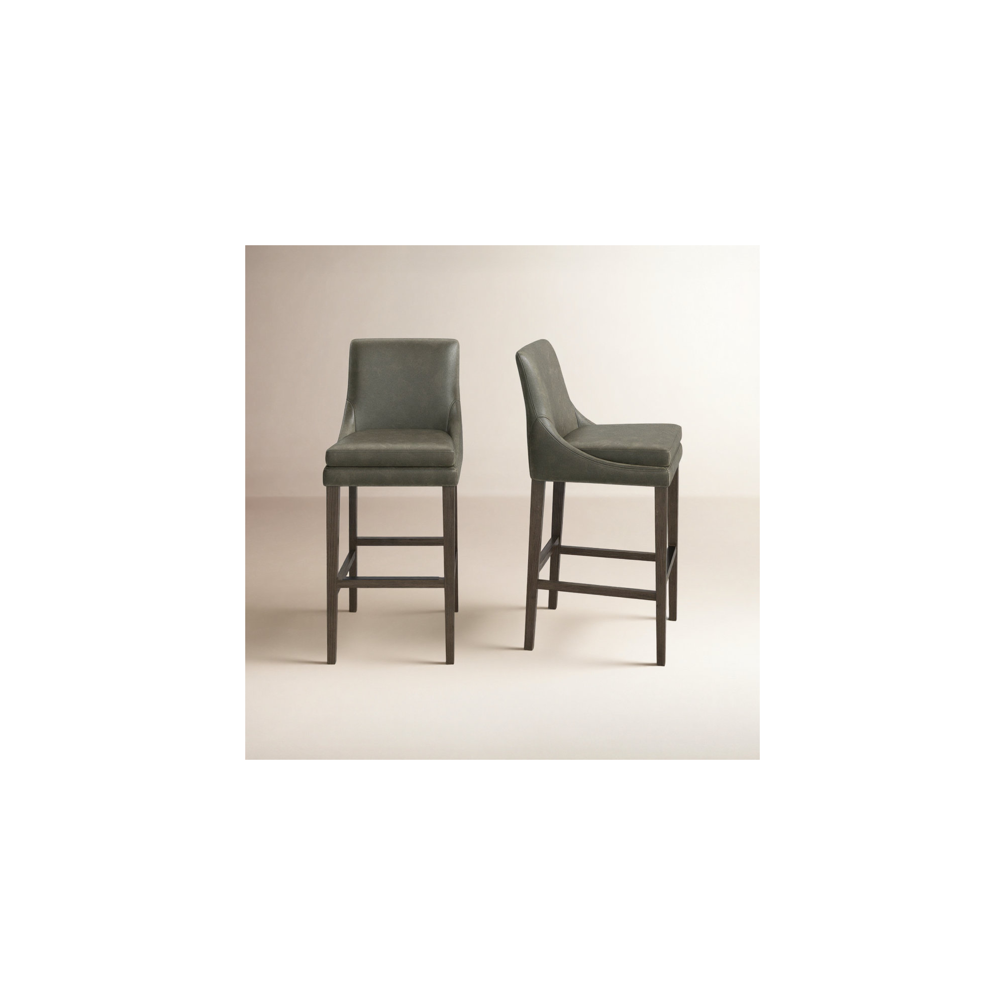 Niara Upholstered Stool, Copley Slate Faux Leather/Brown, Bar Stool (30” Seat Height)