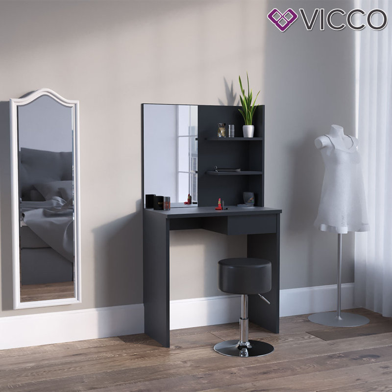 Stuttgart Dressing Table with Mirror, Black