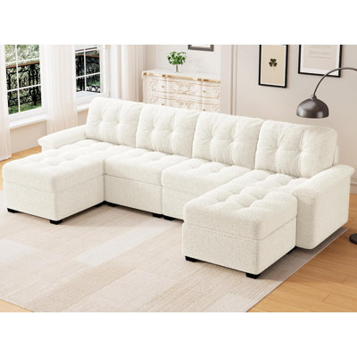 Canapé modulaire réversible en velours 5 pièces Teddy