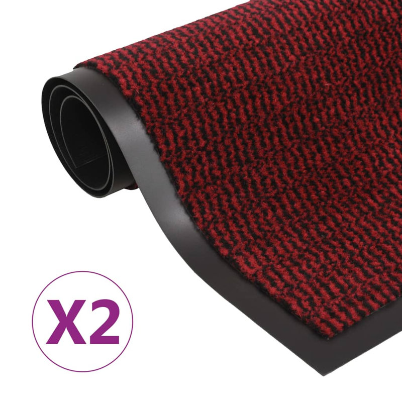 Branco Non-Slip Doormat, 60cm W x 90cm L, Red