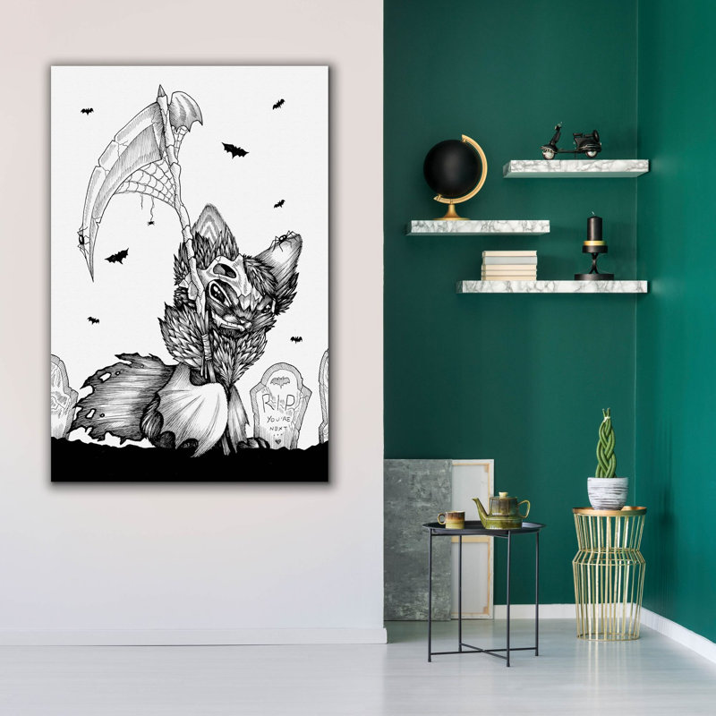 «R.I.P» par Avery Multers, art mural sur toile, H 60 po x l 40 po x P 1,5 po