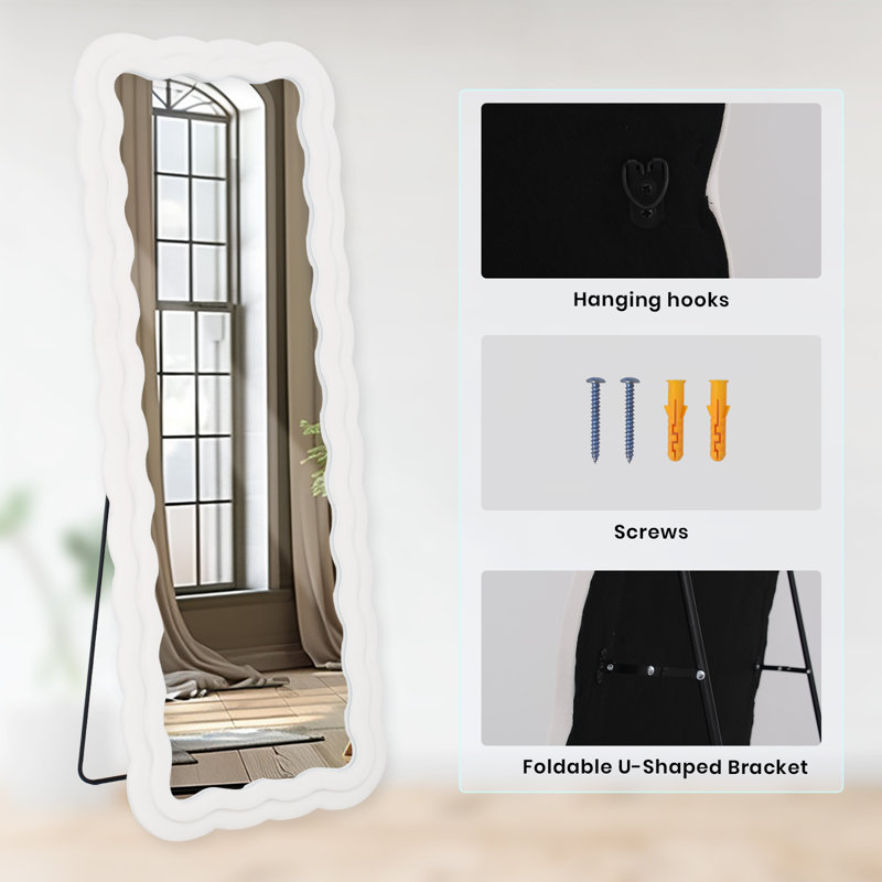 Wavy Full Length Mirror, 63" x 24"