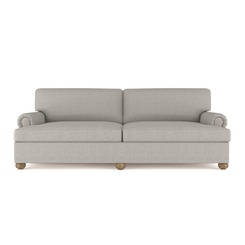 Leroy Rolled Panel-Arm Daybed with Bun Feet, Vintage Leather Blanc, Natural