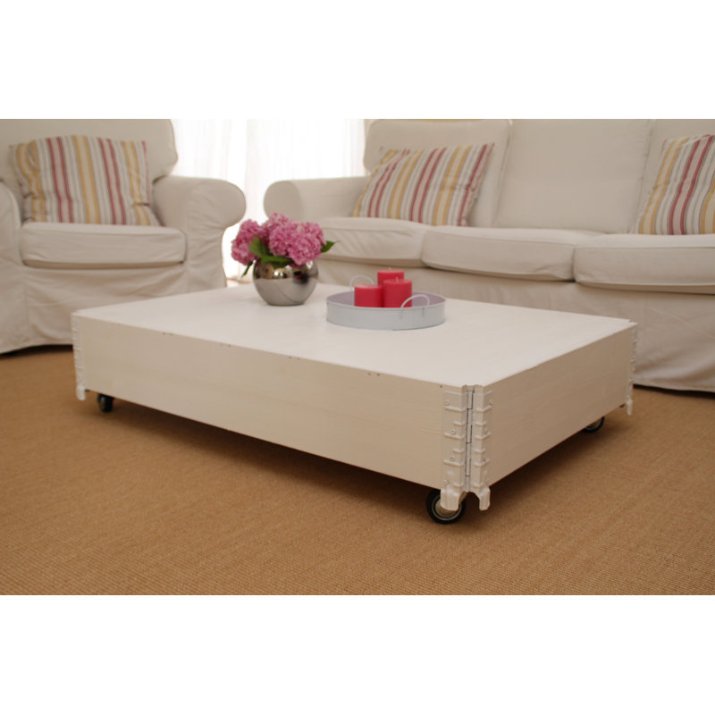 Noa Solid Wood Coffee Table, 31cm H x 104cm W x 58cm D, White