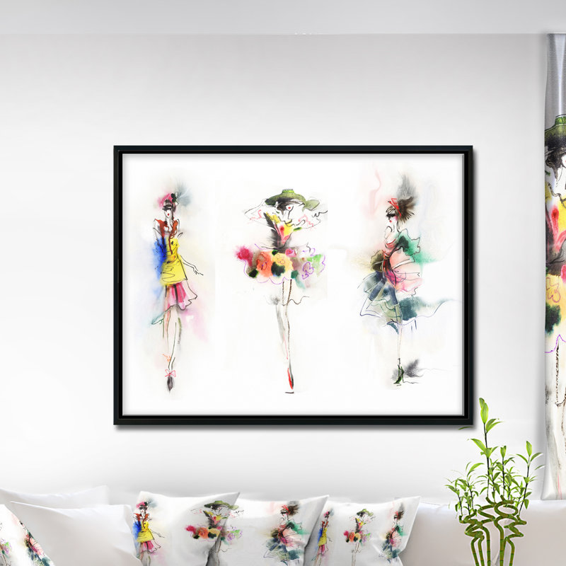 «Fashion Posing», peinture, H 30 po x l 40 po x P 1,5 po, Toile avec cadre flottant