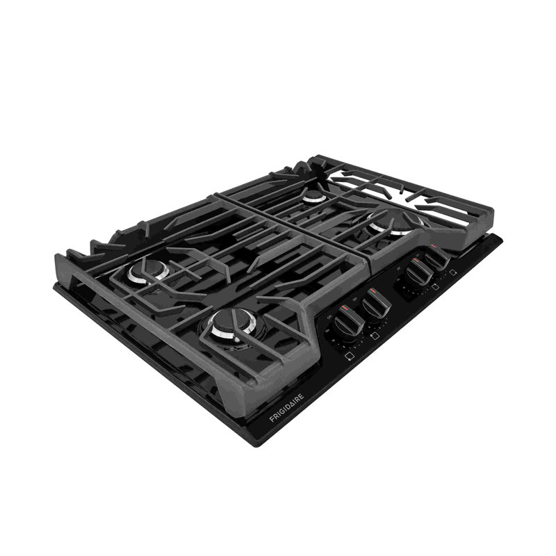 30 Inch Black Cast Iron Gas Cooktop with 4 Burners