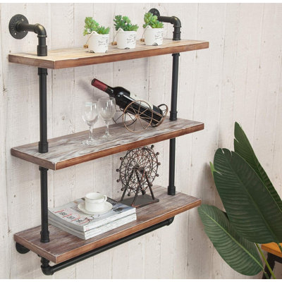 Jeilene 3 Piece Square Tiered Shelf with Towel Bar