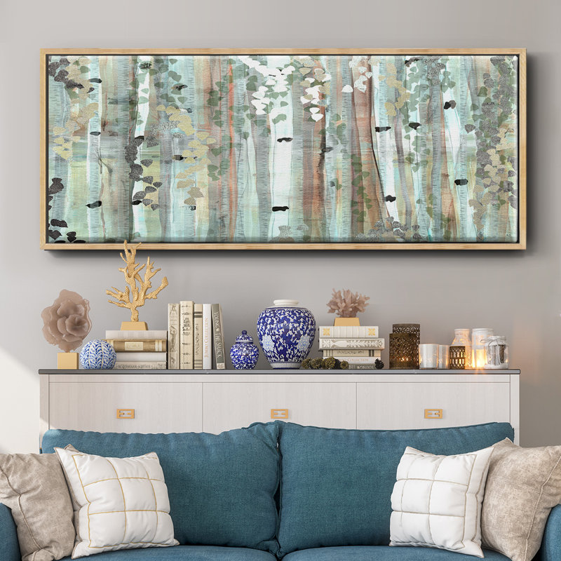 Spring Birch Meadow- Framed Canvas