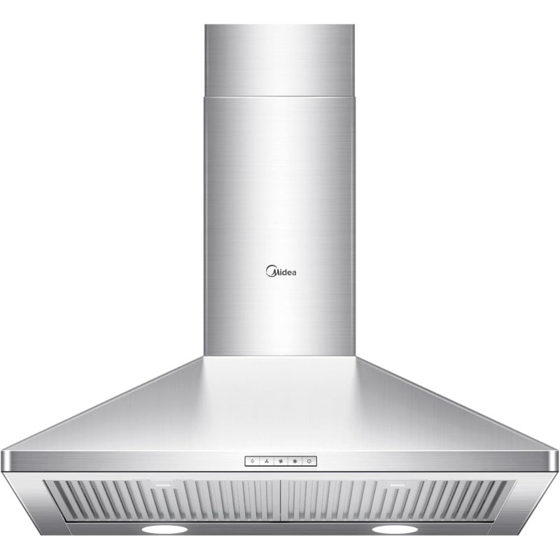 Midea MVP30W6AST 30" Pyramid Range Hood, 450 CFM, 3 Speed Fan, Ductless Convertible