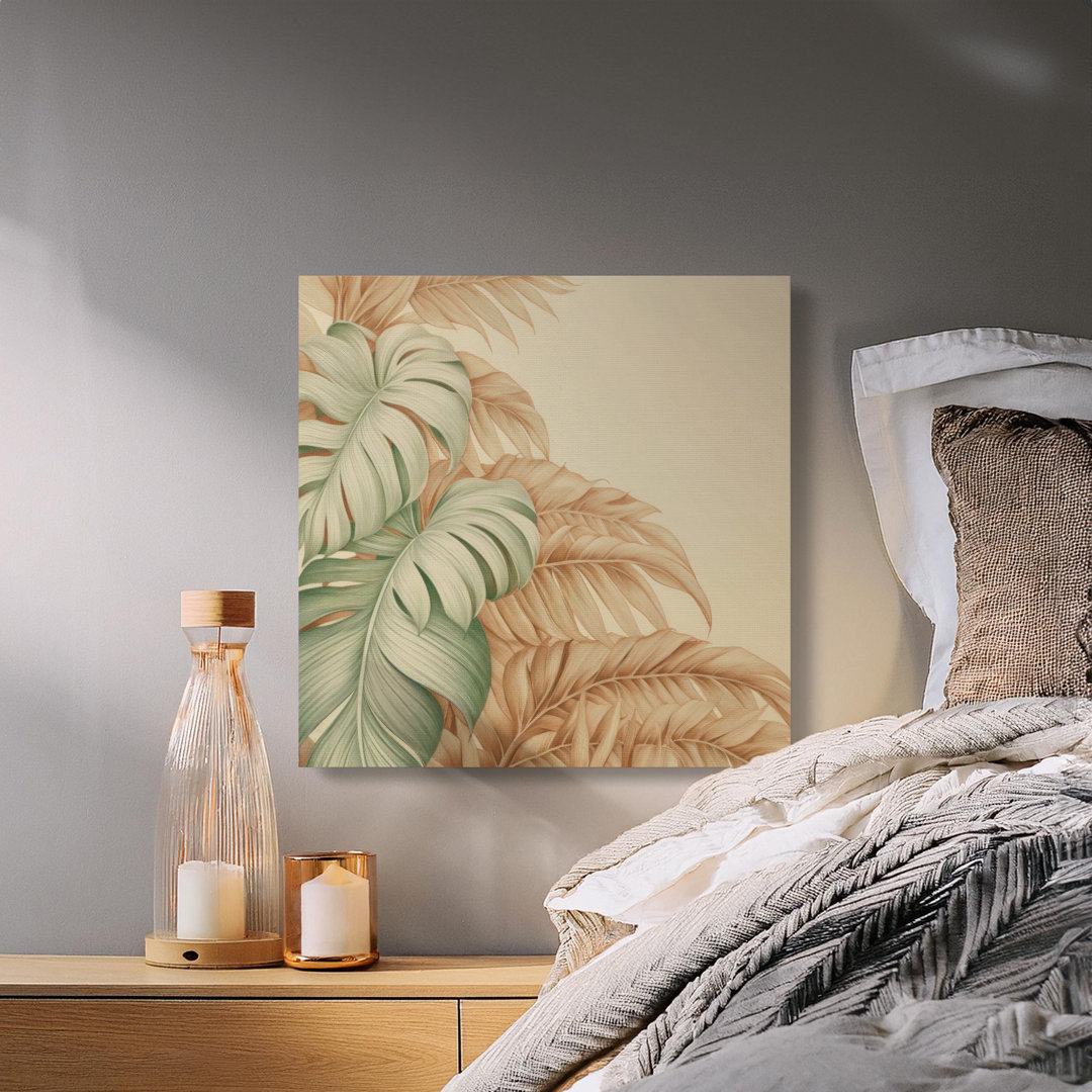 Boho Neutral Monstera Leaf Wall Art
