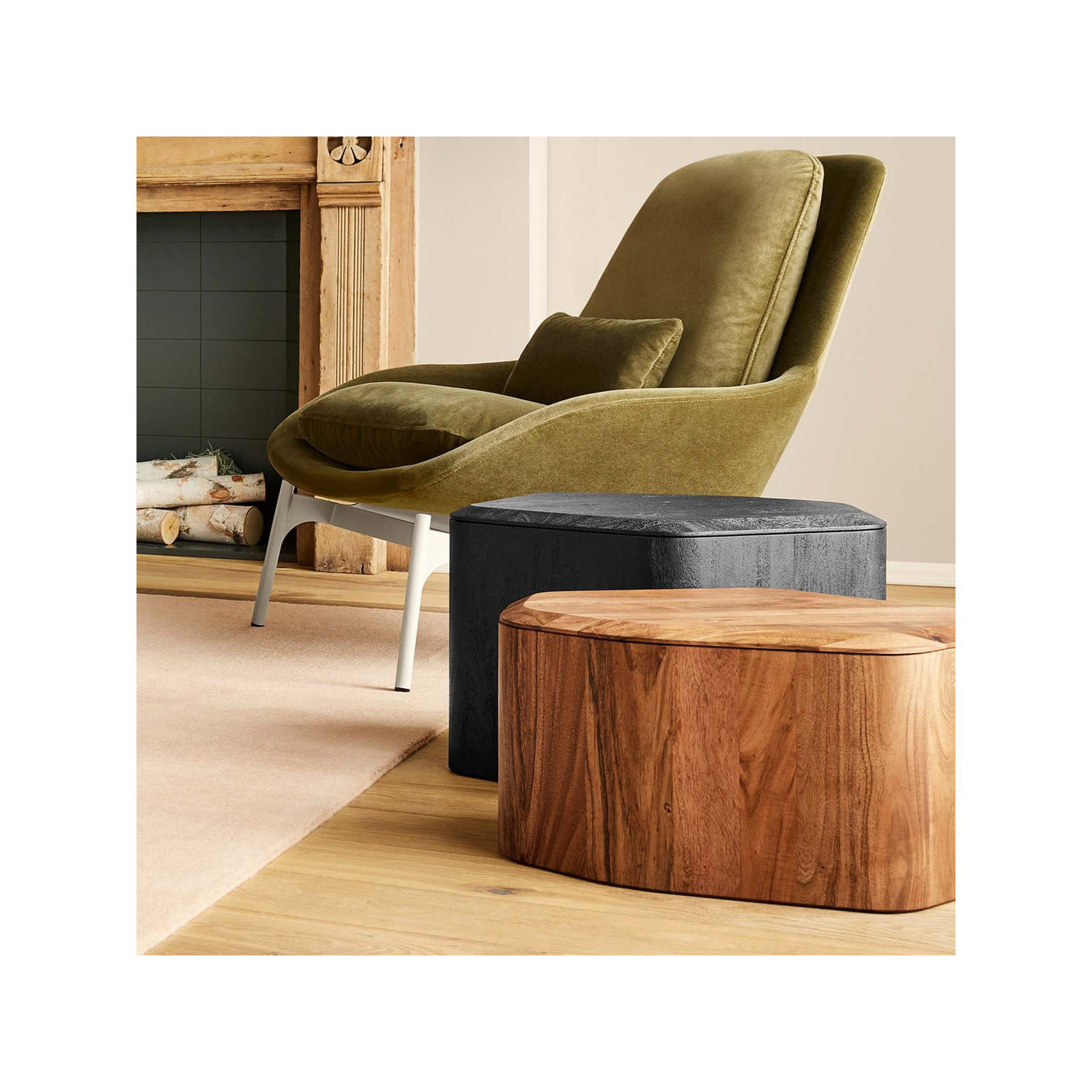 Hoard Solid Wood Single End Table, Acacia, 18" H x 22" W x 18" D