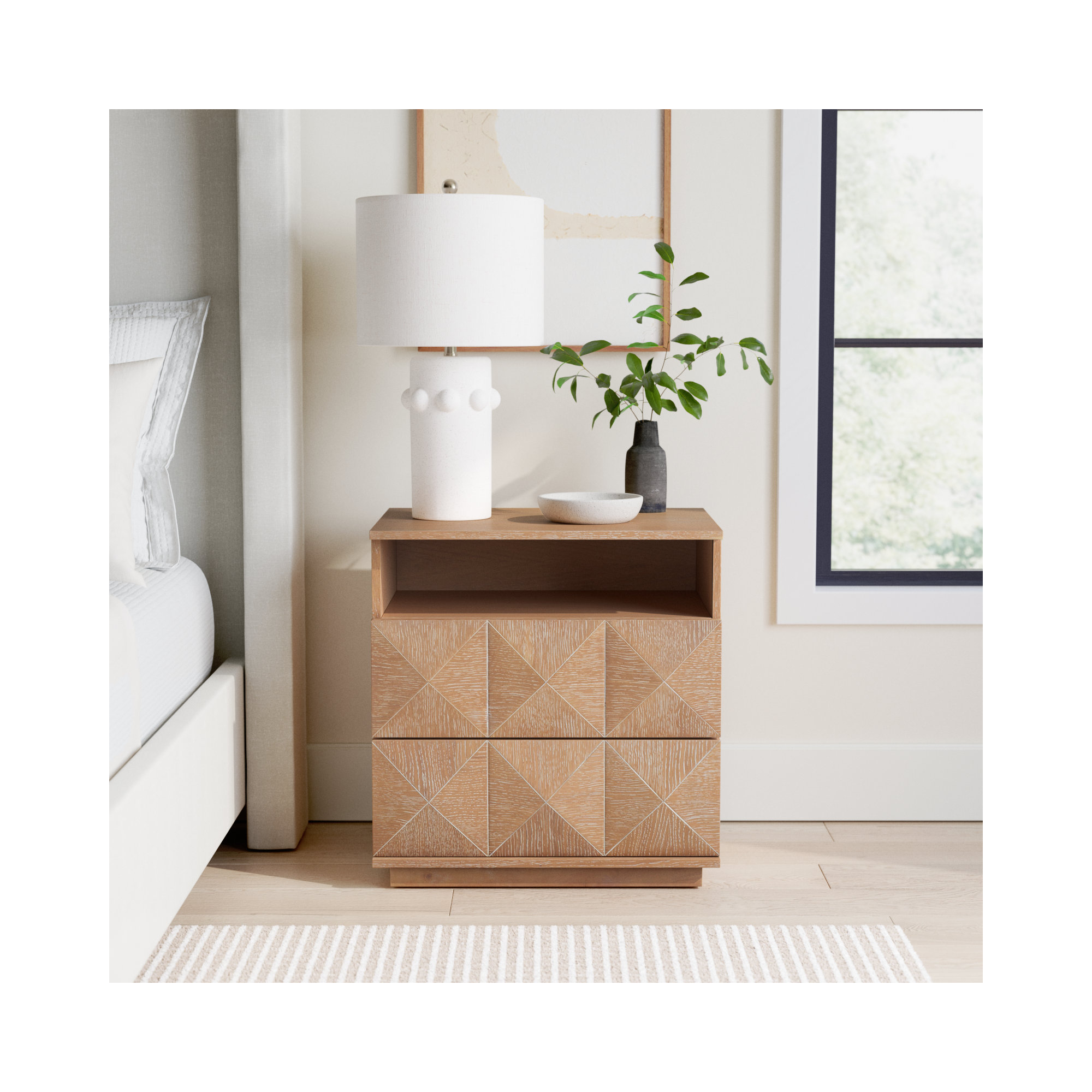 Iriye 2 - Drawer 23.6" Nightstand, Natural