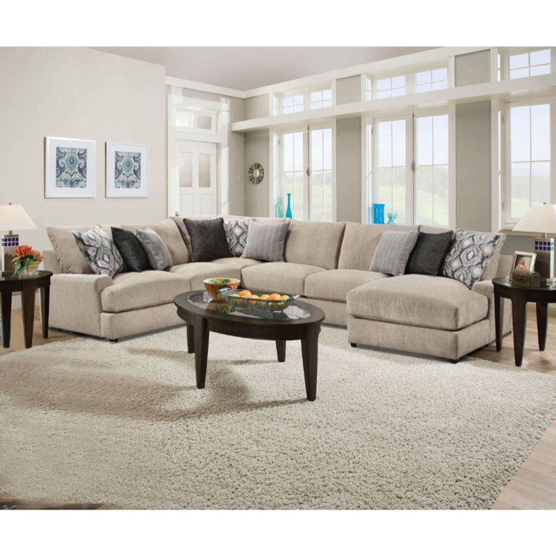 Causeuse modulaire sans accoudoirs en chenille 64 po avec coussins réversibles 64 po